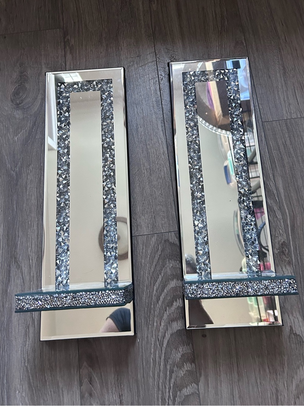 Sparkling Silver Mirrored Wall Panels - Set of 2